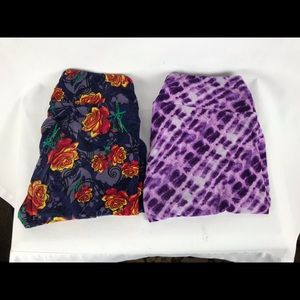 Lula Roe Size Large Purple tie-dye/Floral leggings